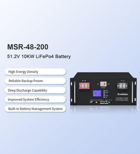 10kW Rack Mount LiFePO4 Battery - Solar Charging Battery