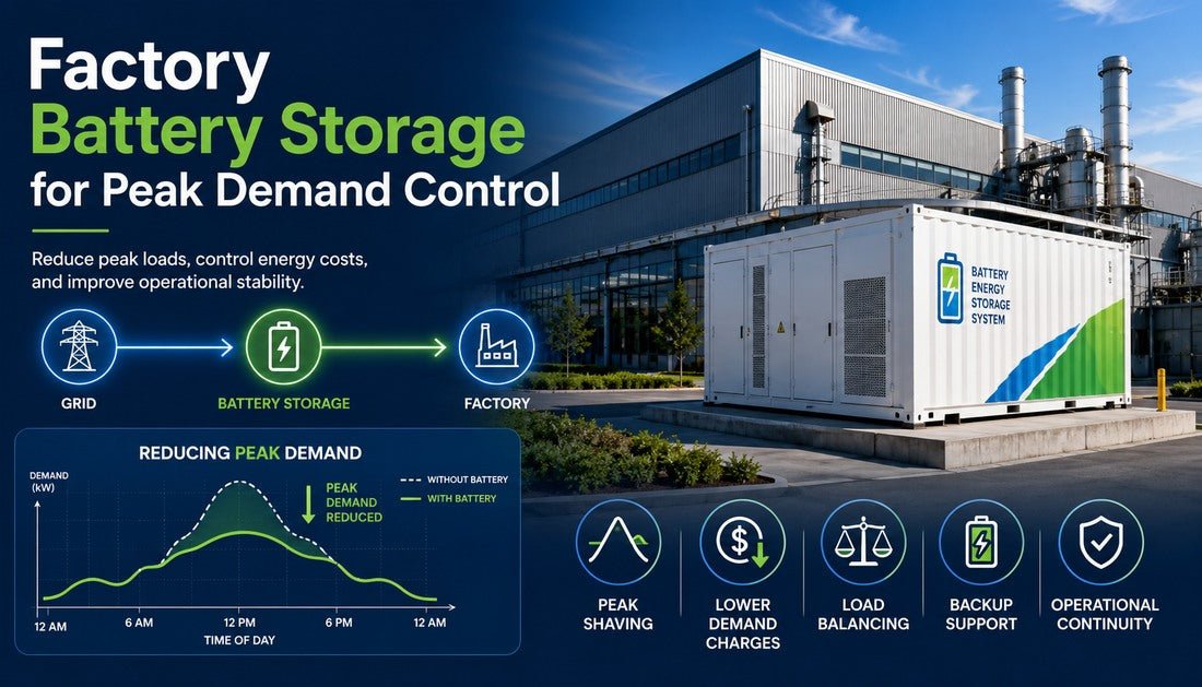 Factory Battery Storage for Peak Demand Control - Solar Charging Battery