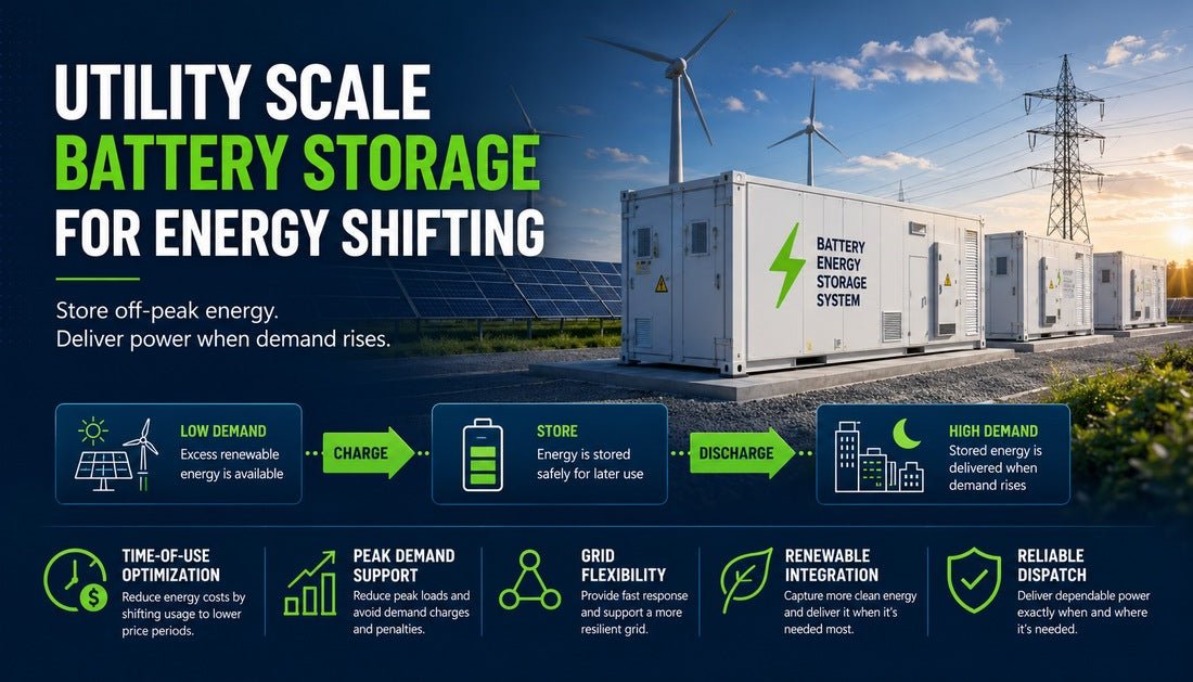Utility Scale Battery Storage for Energy Shifting - Solar Charging Battery