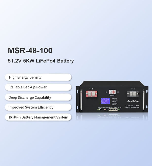 5kW Rack Mounted LiFePO4 Battery - Solar Charging Battery